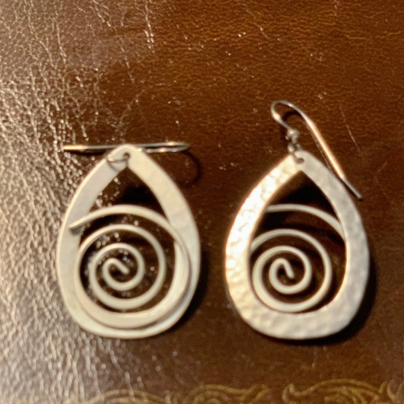 Silver Spiral Earrings - Picture 2 of 7